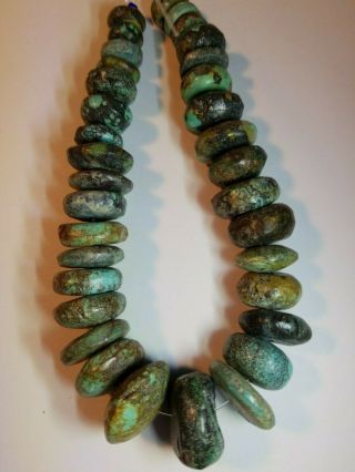 Natural Kingman Turquoise Untreated Blue Green Large Beads Vintage