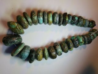 Natural Kingman TURQUOISE Untreated Blue Green Large Beads Vintage 2