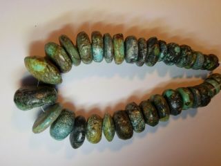 Natural Kingman TURQUOISE Untreated Blue Green Large Beads Vintage 3