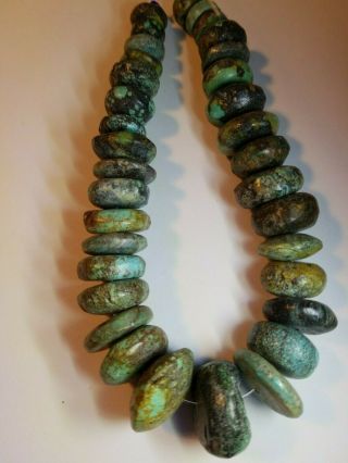 Natural Kingman TURQUOISE Untreated Blue Green Large Beads Vintage 4