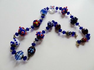 Vintage Murano Glass Bead Necklace,  Extroardinary Beads Crazy Combo.