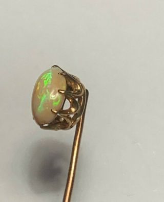 Antique Vintage Stick Pin Stickpin Gold Opal Cabochon Prong Set Stone 294