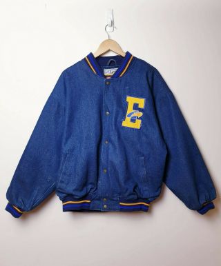 Vintage West Coast Eagles Denim Varsity Jacket - Official Afl Vivid Size L Rare