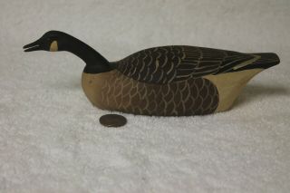 Vintage Miniature Hand Carved Goose Decoy Signed