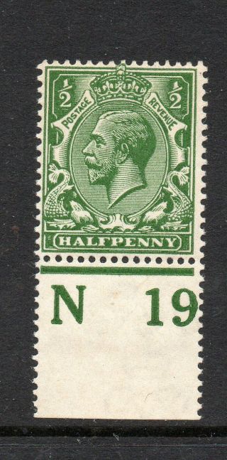 N14 (5) 1/2d Very Deep Green (1919) Control N19 P Rare Mnh Cat £550,