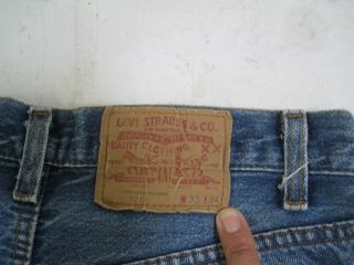 Vintage 1980s Black Stitch Bar Tack USA Levi ' s 501 Jeans Tag Size 32 X 34 4