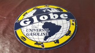 Old Vintage Globe Gasoline Porcelain Gas Motor Service Station Pump Plate Sign