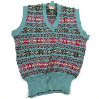 Vintage 1940s 1950s Hoisery Wool Argyle Sweater Vest Men’s Medium? Miscotland