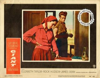 James Dean,  Elizabeth Taylor Lobby Card 3 Giant 1956 Studio Vintage