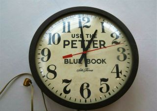Vintage Seth Thomas Electric Wall Clock Advertising The Petter Blue Book