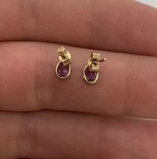 9ct Gold Amethyst Stud Earrings 9K 375. 4