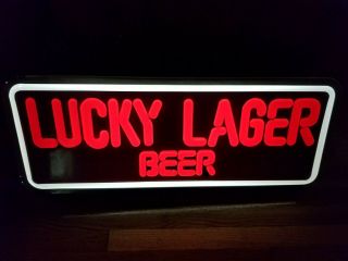Vintage Lucky Lager Beer Lighted Sign  Old Stock.  Bar,  Sign