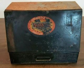 Vintage Sorensen Ignition Parts Cabinet - Metal Display Sign Oil Gas Station
