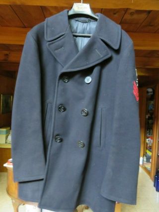 Vintage 1960s Us Navy Vietnam Pea Coat Wool Military Men 