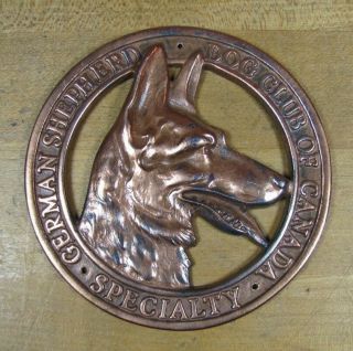 Vintage German Shepherd Dog Club Of Canada Embossed High Relief Medallion Plaque