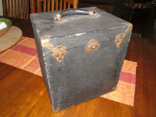 Antique 78 Rpm Carrying Case Wood W/leather Handle 1910s?