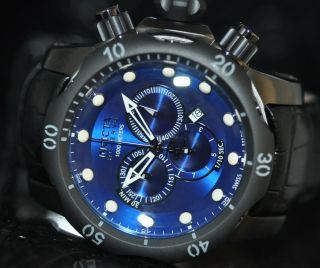 Invicta Mens Rare Venom Swiss Reserve Chrono Blue Dial Black Leather Watch F0003