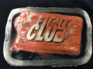 Vintage Fight Club 2001 Giant Tag Movie Promo Black T - Shirt Mens Adult Large
