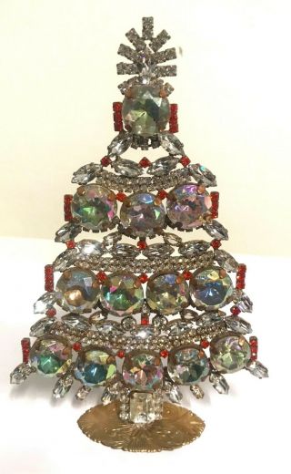 Rhinestone Vintage Style Christmas - Tree - Stand Up Husar.  D S - 1