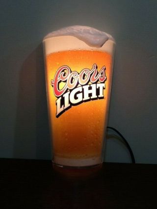 Vintage Coors Light Beer Glass Lighted Bar Sign