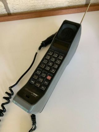 Vintage 80s Motorola Dynatac 8000 Dark Brick Cell Phone & Car Plug