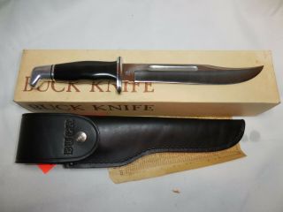 Vintage 1970s Buck 120 Knife With Sheath & Box