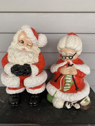 Vintage Atlantic Molds Ceramic Mr & Mrs Santa Claus