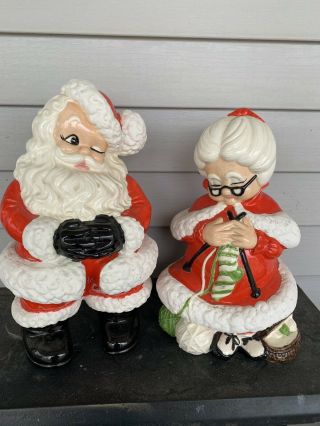Vintage Atlantic Molds Ceramic Mr & Mrs Santa Claus 6