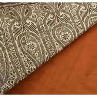 Sanskriti Vintage Orange Heavy Saree Art Silk Woven Banarasi Brocade Fabric Sari 7