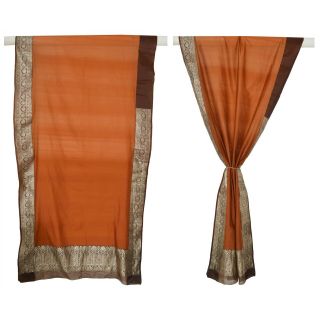 Sanskriti Vintage Orange Heavy Saree Art Silk Woven Banarasi Brocade Fabric Sari 8