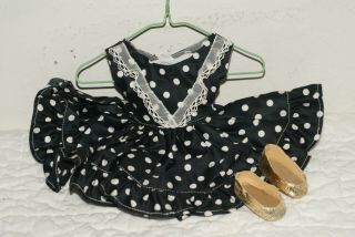 Gorgeous Vintage Nm Tagged Mary Hoyer Black Polka Dot Dress With Gold Flats