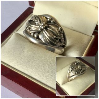 Vintage Jewellery Rare Art Nouveau Solid Silver Large Decorative Ring Size Z
