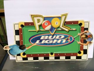 Vintage 1998 3D Bud Light tin Beer Sign pool table design (Very Hard to find) 2