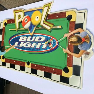 Vintage 1998 3D Bud Light tin Beer Sign pool table design (Very Hard to find) 4
