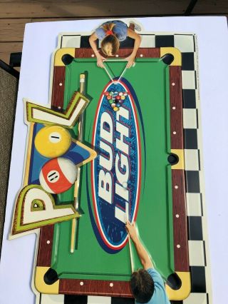 Vintage 1998 3D Bud Light tin Beer Sign pool table design (Very Hard to find) 6