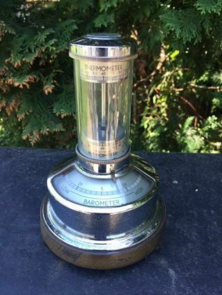 Vintage Lufft Germany Weather Pillar Barometer Thermometer Art Deco - B 58