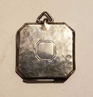 Vintage Art Deco Sterling Silver Hand Wrought Square Locket Fob Pendant