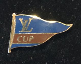 Louis Vuitton Lv Cup Gold Tone Enamel Yacht Sport Event Lapel Pin Vintage