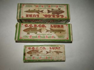 Vintage Creek Chub CCB Lures (3) w Boxes Fishing Huskie Pikie Indiana 7