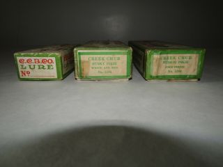 Vintage Creek Chub CCB Lures (3) w Boxes Fishing Huskie Pikie Indiana 8