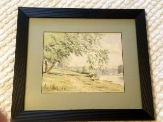 Rare 1889 Watercolor Addison T Millar York City Skyline Along River Signed