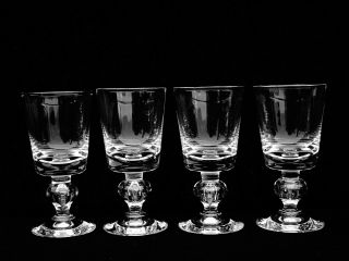 4 Vintage Steuben Art Glass Wine Glasses W/ Bulbous Teardrop Stem 7926