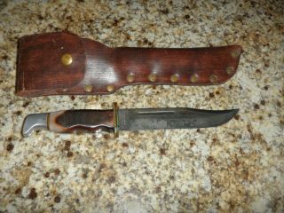Vintage 12 Inch Bowie Craftsman Usa Fixed Blade Hunting Knife W Sheath