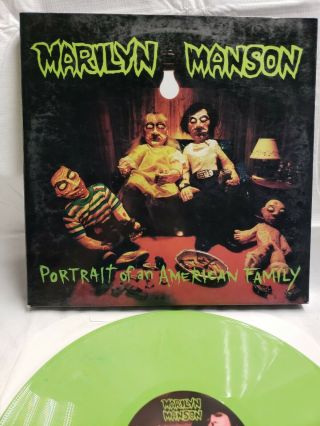 Rare Marilyn Manson Portrait Of An American Family Green Vinyl Lp Oop No Shirt