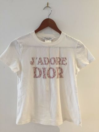 Christian Dior Vintage Print T - Shirt With Rinestones Us Size 12