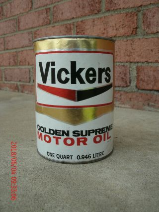 Vintage Vickers Motor Oil Quart Can - Late1960 