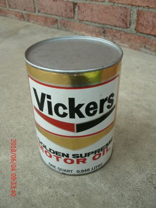 vintage Vickers motor oil quart can - late1960 ' s 5