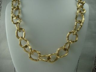 Vintage Monet Brushed Chunky Gold Tone 25 " Chain Link Necklace
