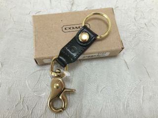 Nwt Coach Vintage Rare Leather Trigger Snap Valet Key Fob Black 7212