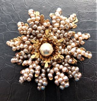 Vintage Miriam Haskell Fresh Water Pearls Abound,  Faux Pearl Brooch